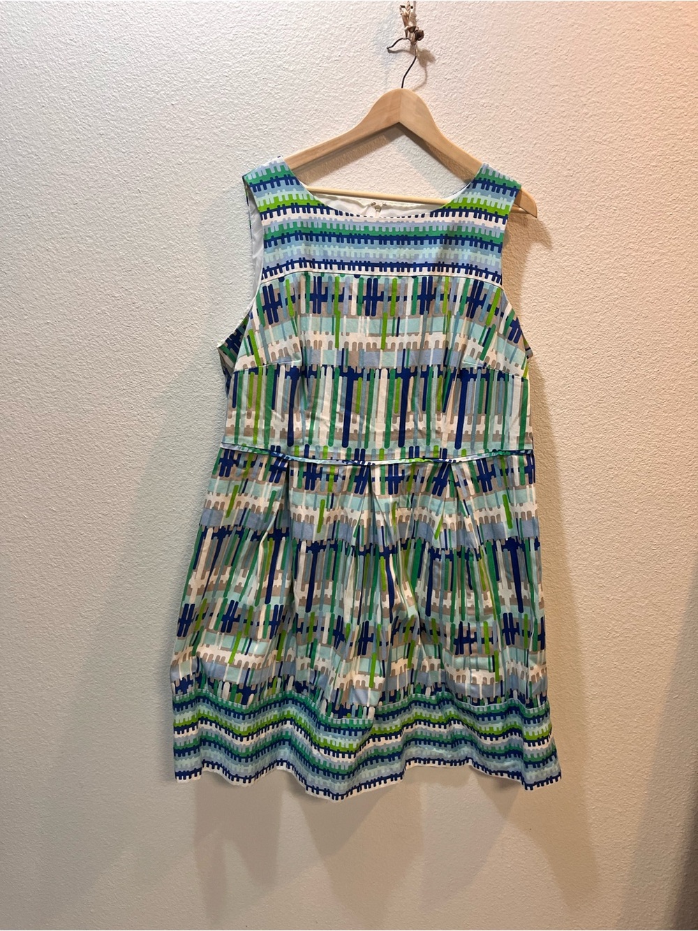 dressbarn Girls Sleeveless Multicolor Blue & Green Print Dress
